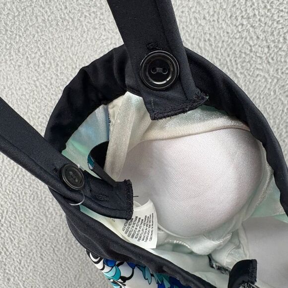 Maxine of Hollywood Floral One-Piece Swimsuit Size 8 Blue Black White Retro - Picture 8 of 12